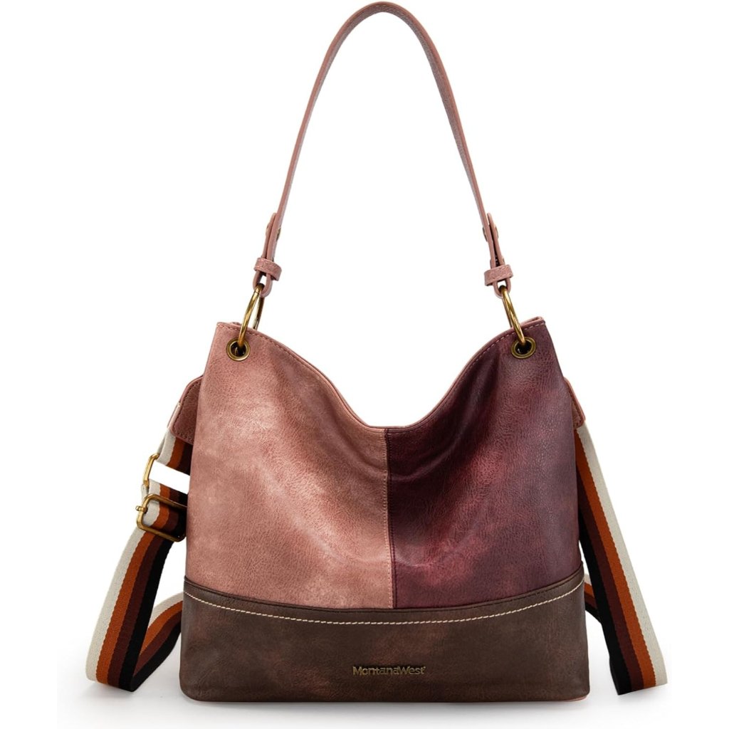 Women's Cross Body Pink Hobo Bag For Ladies Shoulder With Zipper With Pocket